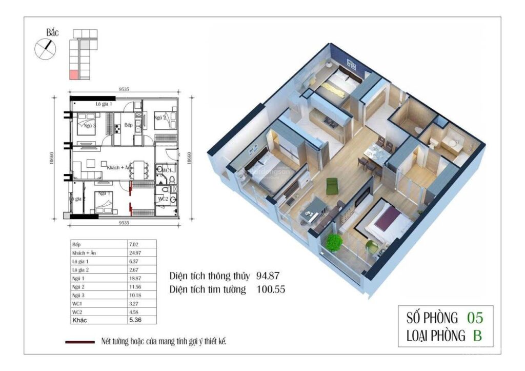 Eco Green City – căn hộ 101,4 m² tại tòa CT3, giá 9,6 tỷ