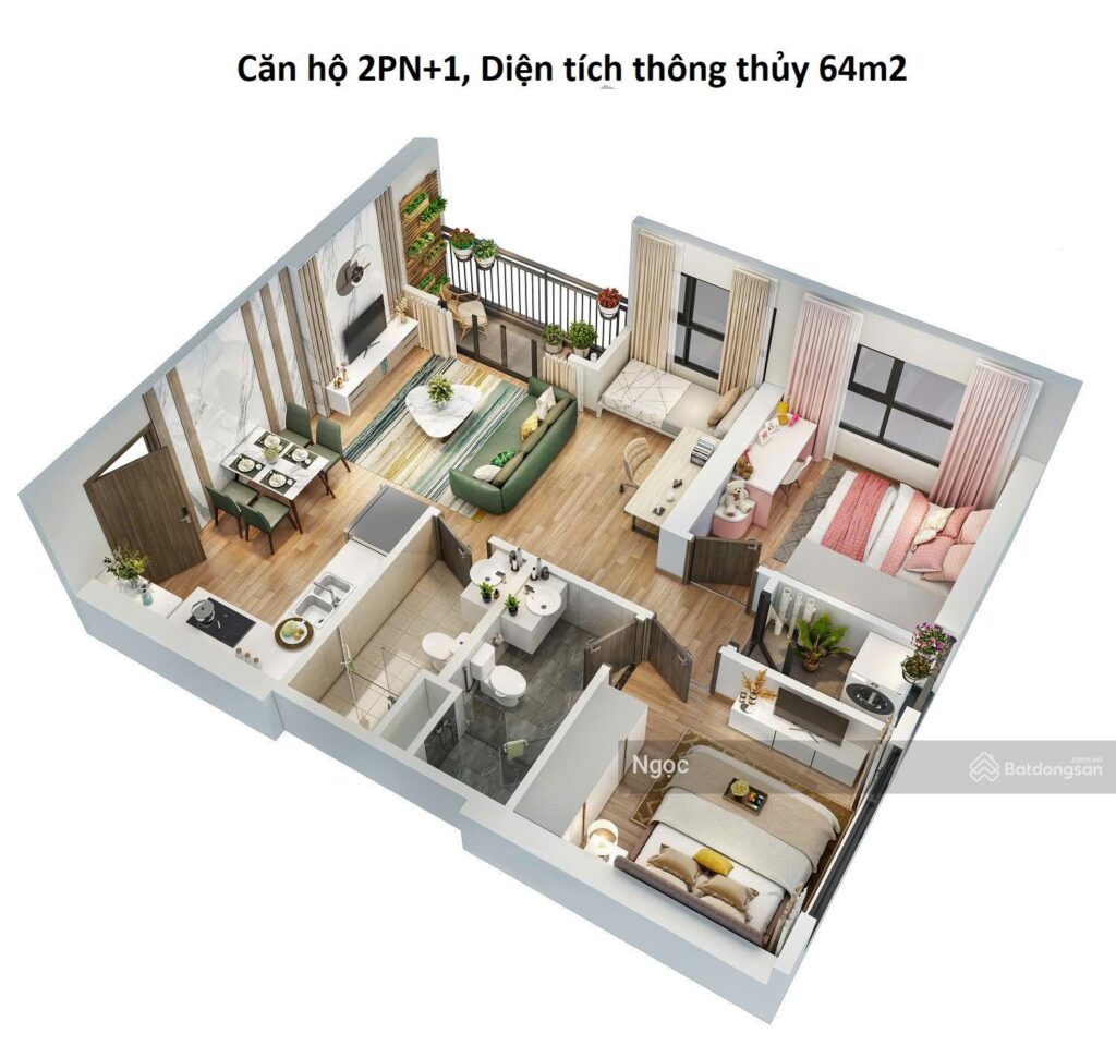 Căn VSC.13 tại Vinhomes Smart City: 54,6 m², 2PN